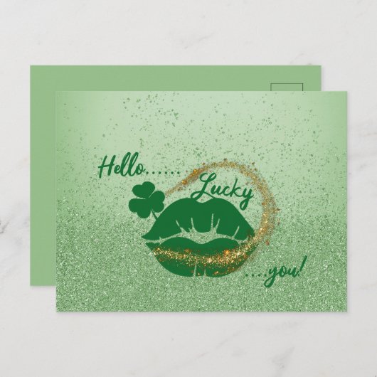 Hallo Glücklich! St. Patrick's Day Green Lips Postkarte (Vorne/Hinten)
