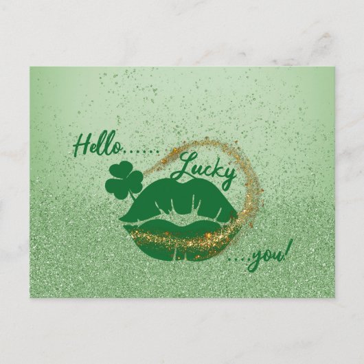 Hallo Glücklich! St. Patrick's Day Green Lips Postkarte (Vorderseite)