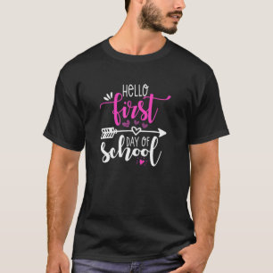Hallo glücklicher erster Tag zurück zur Schule Leh T-Shirt