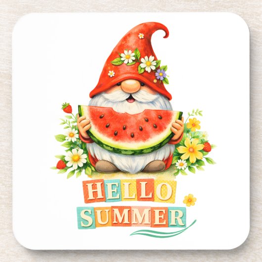 Hallo Gnom Sommer Getränkeuntersetzer (Vorderseite)