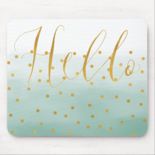 Hallo Gold Mint Konfetti Ombre Mousepad