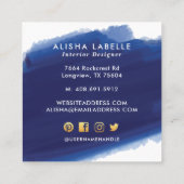 Hallo Gold Script | Navy Watercolor Brush Stroke Quadratische Visitenkarte (Rückseite)