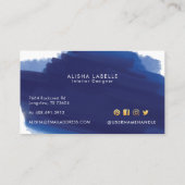 Hallo Gold Script | Navy Watercolor Brush Stroke Visitenkarte (Rückseite)