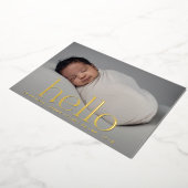hallo goldfarbene, moderne, klassische Foto-Geburt Folieneinladung (Gedreht)