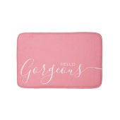 Hallo Gorgegoss Pink Weiß Minimalistisch Badematte (Vorderseite)