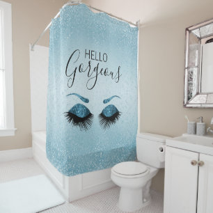 Hallo Gorgeous - Augenblicke mit blauem Glitzer Duschvorhang