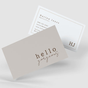 Hallo Gorgeous Beauty Minimalistisch Moderne Beige Visitenkarte