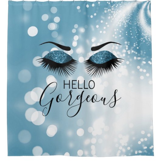 Hallo Gorgeous Blue Eyes Duschvorhang (Vorderseite)