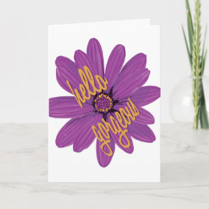 Hallo Gorgeous Bold Lila und Orange Blume Karte