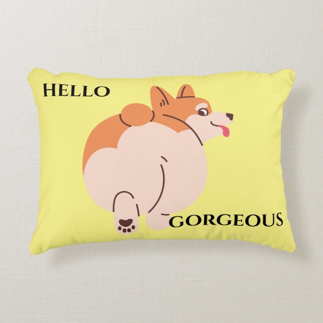 Hallo Gorgeous Corgi. Bearbeitbarer Text. Dekokissen (Vorderseite)