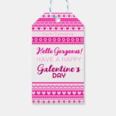 Hallo Gorgeous Galentine Day Niedlich rosa Herznam Geschenkanhänger (Rückseite)