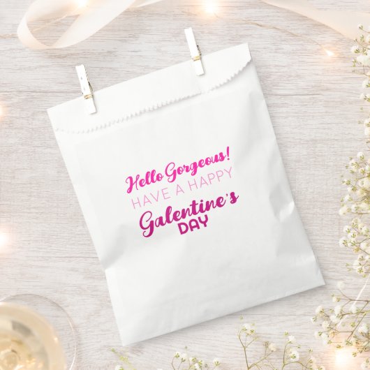 Hallo Gorgeous Galentiner Niedliche rosa Typografi Geschenktütchen (Ausgeschnitten)