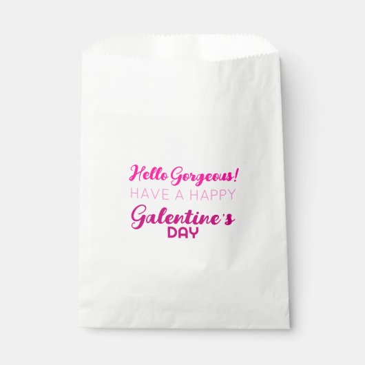 Hallo Gorgeous Galentiner Niedliche rosa Typografi Geschenktütchen (Vorderseite)