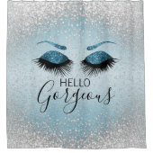 Hallo Gorgeous - Glamourous Eyelashes - Blau Duschvorhang (Vorderseite)