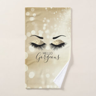 Hallo Gorgeous Gold Glitzer Eyes Badhandtuch Set