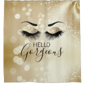 Hallo Gorgeous Gold Glitzer Eyes Duschvorhang (Vorderseite)