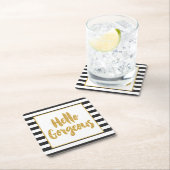 Hallo Gorgeous Imitats Gold Glitzer gestreift Rechteckiger Pappuntersetzer (Vor Ort)