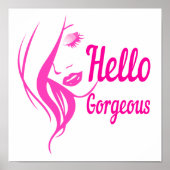 Hallo Gorgeous Lady Face Zeichnend Typografie Smal Poster (Vorne)