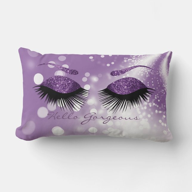 Hallo Gorgeous - Lila Eyelash und Brows Lendenkissen (Vorderseite)