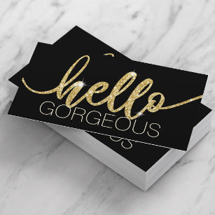 Hallo Gorgeous Modern Gold Typografy Beauty Salon Visitenkarte
