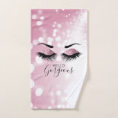 Hallo Gorgeous Pink Glitzer Eyes Badhandtuch Set (Handtuch)