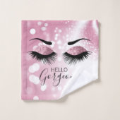 Hallo Gorgeous Pink Glitzer Eyes Badhandtuch Set (Waschlappen)