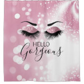 Hallo Gorgeous Pink Glitzer Eyes Duschvorhang (Vorderseite)