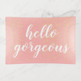 Hallo Gorgeous Pink Gold Confetti Trinket Tray Dekoschale