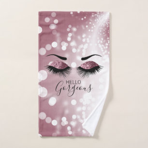 Hallo Gorgeous Rose Glitzer Eyes Badhandtuch Set