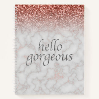 Hallo Gorgeous Rose Gold Marble Ombre Glitzer Glam Notizbuch