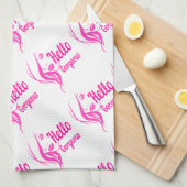 Hallo Gorgeous schöne Lady Face Zeichnend Typograf Geschirrtuch (Viertel Falte)