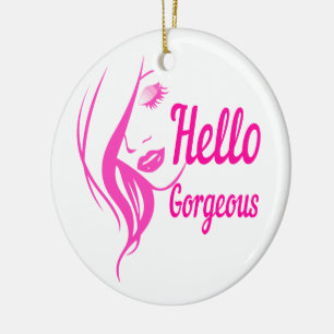 Hallo Gorgeous schöne Lady Face Zeichnend Typograf Keramik Ornament