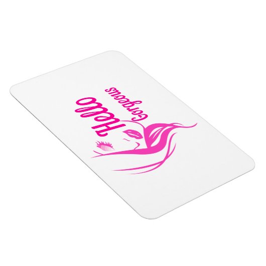 Hallo Gorgeous schöne Lady Face Zeichnend Typograf Magnet (Rechte Seite)