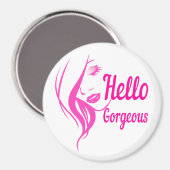 Hallo Gorgeous schöne Lady Face Zeichnend Typograf Magnet (Vorderseite/Rückseite)