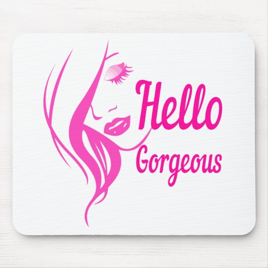Hallo Gorgeous schöne Lady Face Zeichnend Typograf Mousepad (Vorne)