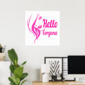 Hallo Gorgeous schöne Lady Face Zeichnend Typograf Poster (Heimbüro)