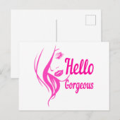 Hallo Gorgeous schöne Lady Face Zeichnend Typograf Postkarte (Vorne/Hinten)