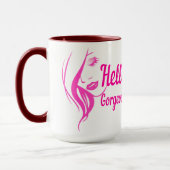 Hallo Gorgeous schöne Lady Face Zeichnend Typograf Tasse (Links)