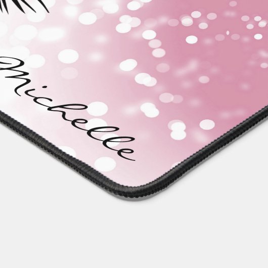 Hallo Gorgeous - Schöne rosa Augen - personalisier Schreibtischunterlage (Ecke)