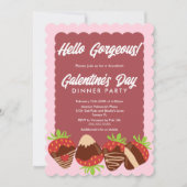 Hallo Gorgeous Strawberries Galentinstag Einladung (Vorderseite)