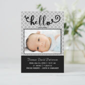 hallo-graues Foto - 3x5 Geburtsankündigung Ankündigung (Stehend Vorderseite)