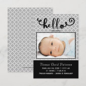 hallo-graues Foto - 3x5 Geburtsankündigung Ankündigung (Vorne/Hinten)
