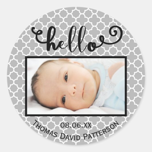 hallo graues Muster/Foto - Circle Sticker (Vorderseite)