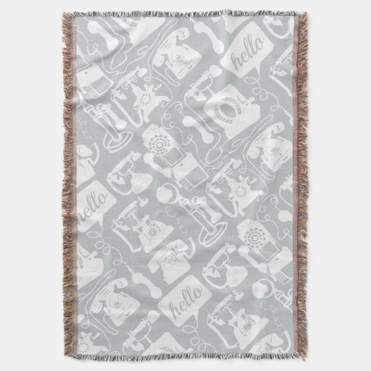 Hallo Graues Vintages Telefonmuster Decke (Vorderseite Vertikal)