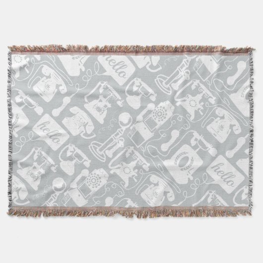 Hallo Graues Vintages Telefonmuster Decke (Vorderseite)