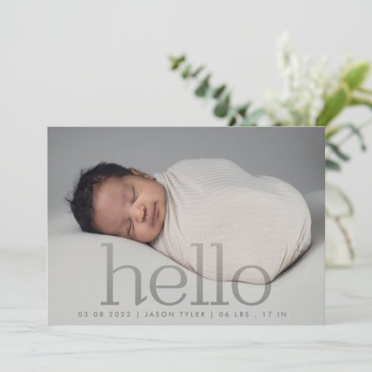 hallo gray verblassen modernes, einfaches minimali ankündigung (Stehend Vorderseite)