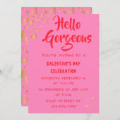Hallo Großartig Galentinstag Rosa Einladung (Vorne/Hinten)