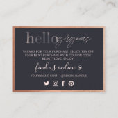 Hallo großartig, vielen Dank für Ihr Business Beau Treuekarte (Rückseite)