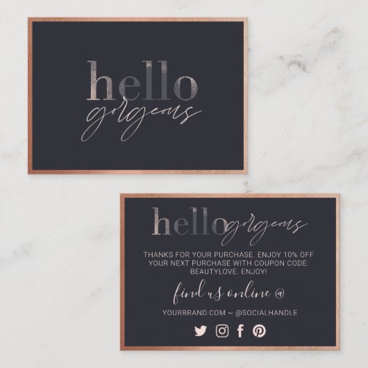 Hallo großartig, vielen Dank für Ihr Business Beau Treuekarte (Vorne/Hinten)