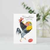 Hallo Großvater Happy Oaster Retro Rooster und Eie Postkarte (Stehend Vorderseite)